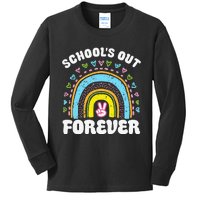 School's Out Forever Rainbow Teacher Retirement Teacher Life Kids Long Sleeve Shirt