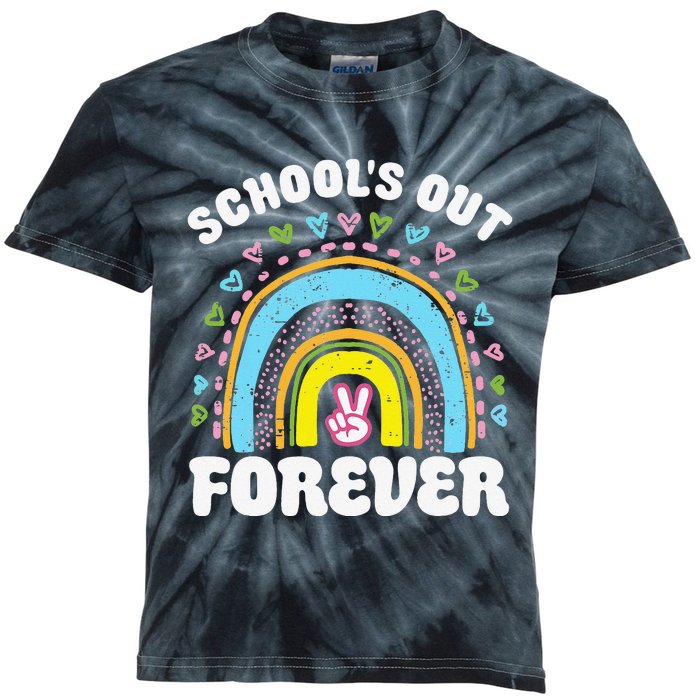 School's Out Forever Rainbow Teacher Retirement Teacher Life Kids Tie-Dye T-Shirt