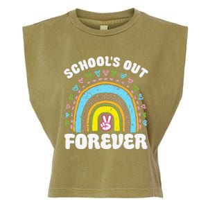 School's Out Forever Rainbow Teacher Retirement Teacher Life Garment-Dyed Women's Muscle Tee