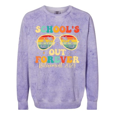 SchoolS Out Forever Retirement 2024 Retired Teacher Colorblast Crewneck Sweatshirt