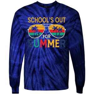 Schools Out For Summer Retro Last Day Of School Teacher Boy Tie-Dye Long Sleeve Shirt