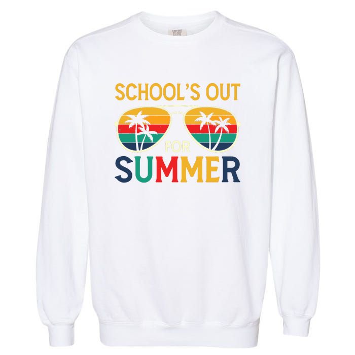 Schools Out For Summer Retro Last Day Of School Teacher Boy Garment-Dyed Sweatshirt