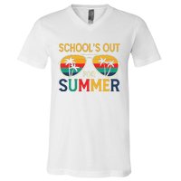 Schools Out For Summer Retro Last Day Of School Teacher Boy V-Neck T-Shirt