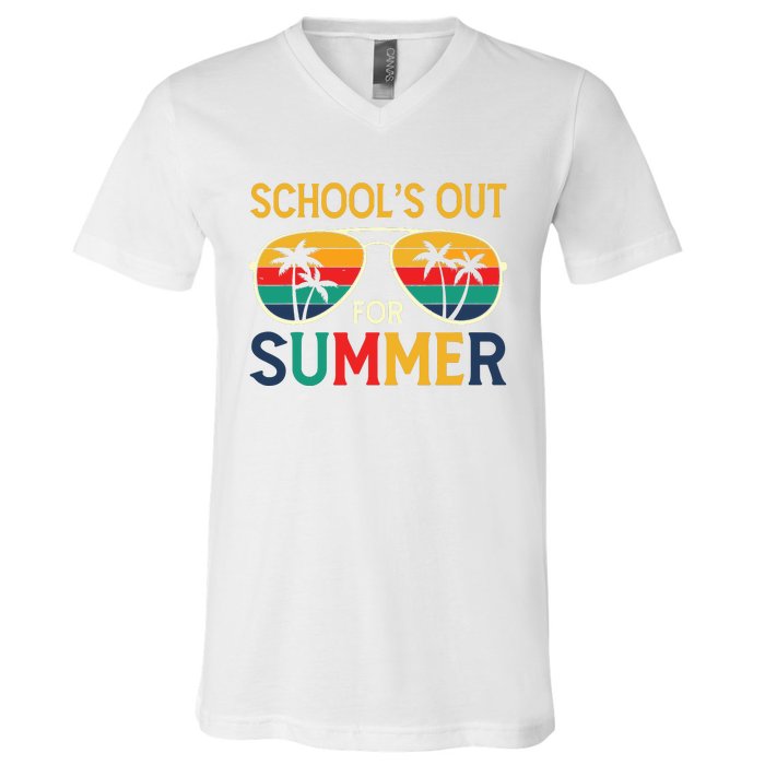 Schools Out For Summer Retro Last Day Of School Teacher Boy V-Neck T-Shirt