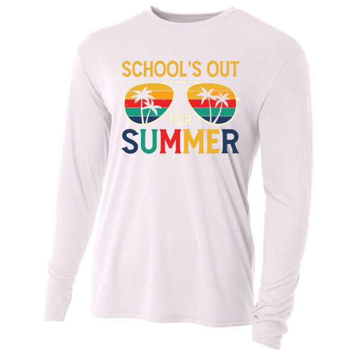 Schools Out For Summer Retro Last Day Of School Teacher Boy Cooling Performance Long Sleeve Crew