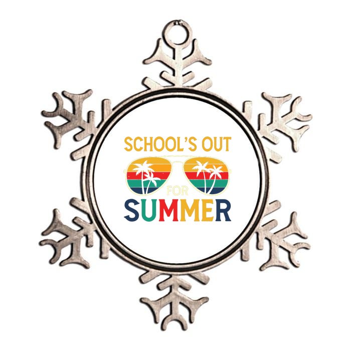 Schools Out For Summer Retro Last Day Of School Teacher Boy Metallic Star Ornament