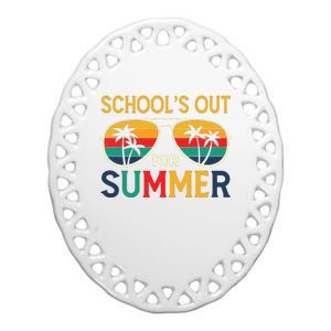 Schools Out For Summer Retro Last Day Of School Teacher Boy Ceramic Oval Ornament