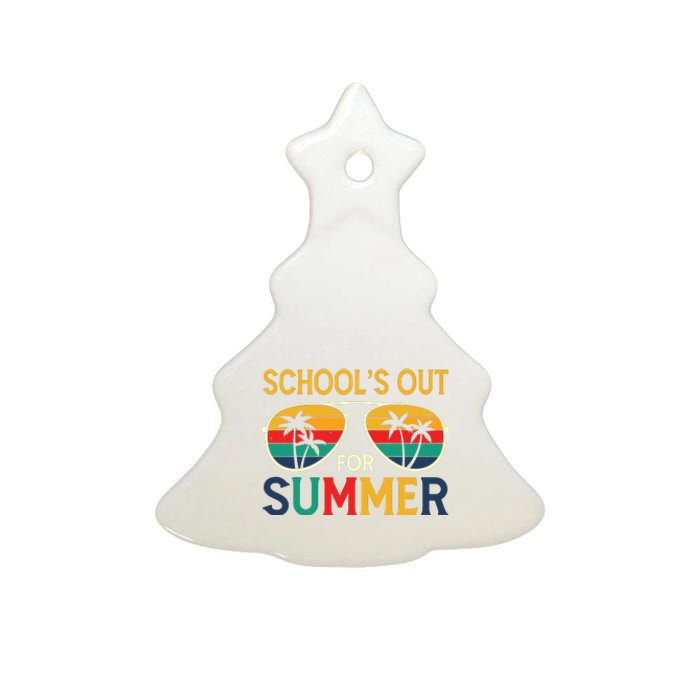 Schools Out For Summer Retro Last Day Of School Teacher Boy Ceramic Tree Ornament