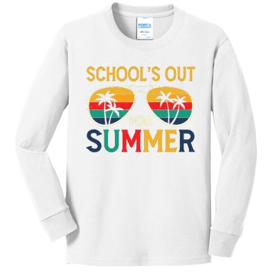 Schools Out For Summer Retro Last Day Of School Teacher Boy Kids Long Sleeve Shirt