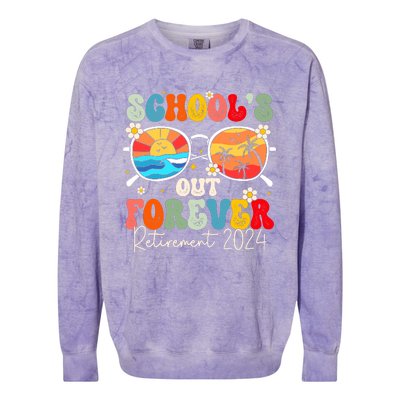 SchoolS Out Forever Retired Teacher Retirement 2024 Colorblast Crewneck Sweatshirt