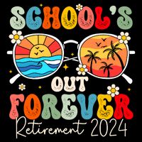 SchoolS Out Forever Retired Teacher Retirement 2024 Stripe Pom Pom Beanie