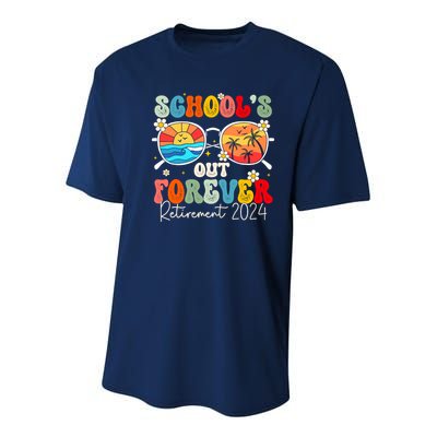 SchoolS Out Forever Retired Teacher Retirement 2024 Youth Performance Sprint T-Shirt