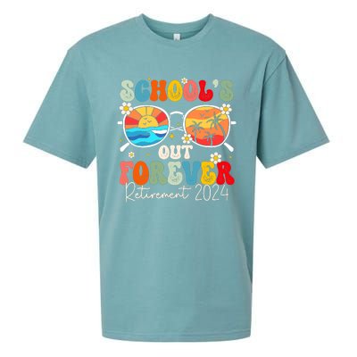 SchoolS Out Forever Retired Teacher Retirement 2024 Sueded Cloud Jersey T-Shirt