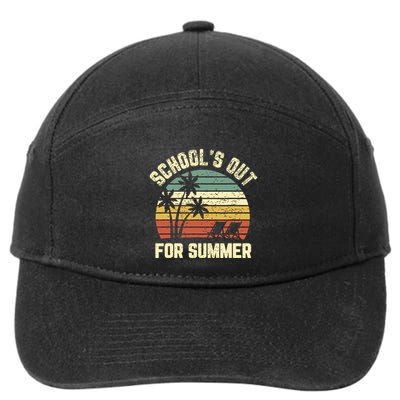 Schools Out For Summer Funny Retro Beach Vibe Summer 7-Panel Snapback Hat