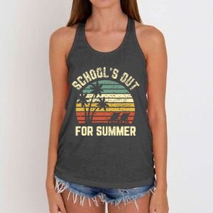 Schools Out For Summer Funny Retro Beach Vibe Summer Women's Knotted Racerback Tank