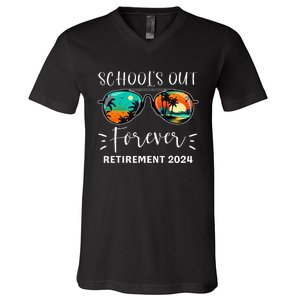 SchoolS Out Forever Teacher Retirement 2024 Retired Teacher V-Neck T-Shirt