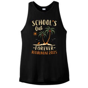 Schools Out Forever Retirement 2025 Gift Retired Teacher Ladies PosiCharge Tri-Blend Wicking Tank