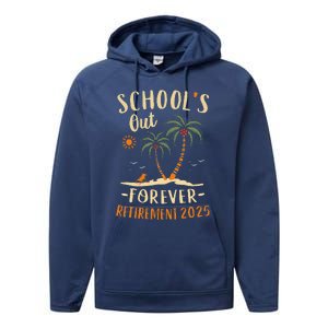 Schools Out Forever Retirement 2025 Gift Retired Teacher Performance Fleece Hoodie