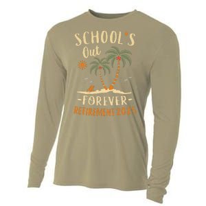 Schools Out Forever Retirement 2025 Gift Retired Teacher Cooling Performance Long Sleeve Crew