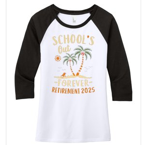 Schools Out Forever Retirement 2025 Gift Retired Teacher Women's Tri-Blend 3/4-Sleeve Raglan Shirt