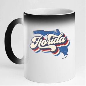 State Of Florida Retro Logo 11oz Black Color Changing Mug