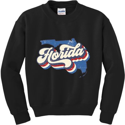 State Of Florida Retro Logo Kids Sweatshirt