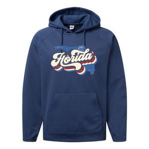 State Of Florida Retro Logo Performance Fleece Hoodie