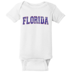 State Of Florida Varsity Blue Weathered Design Baby Bodysuit