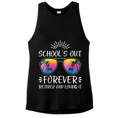 Schools Out Forever Retired Loving It Summer Teacher Student Ladies PosiCharge Tri-Blend Wicking Tank