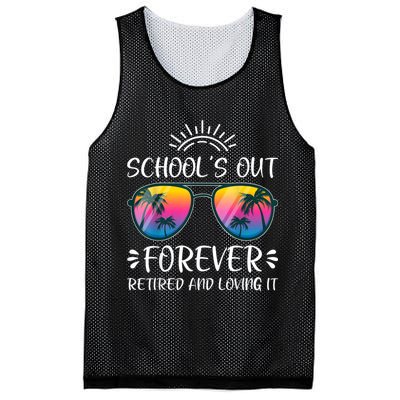 Schools Out Forever Retired Loving It Summer Teacher Student Mesh Reversible Basketball Jersey Tank