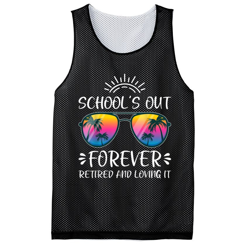 Schools Out Forever Retired Loving It Summer Teacher Student Mesh Reversible Basketball Jersey Tank