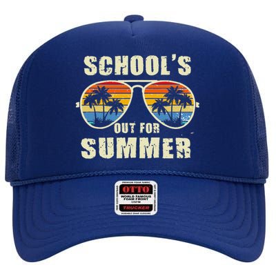 Schools Out For Summer Last Day Of School High Crown Mesh Back Trucker Hat