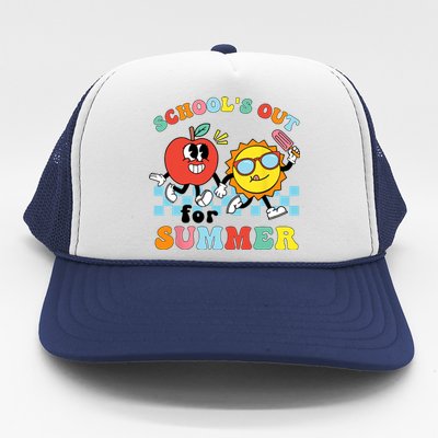 Schools Out For Summer Graduation Teacher Retro Groovy Trucker Hat