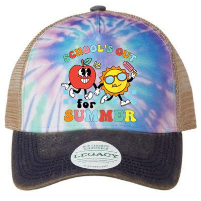 Schools Out For Summer Graduation Teacher Retro Groovy Legacy Tie Dye Trucker Hat