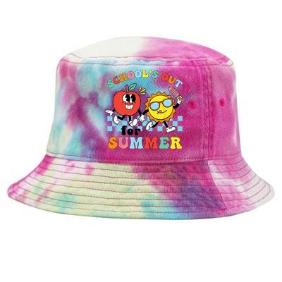 Schools Out For Summer Graduation Teacher Retro Groovy Tie-Dyed Bucket Hat