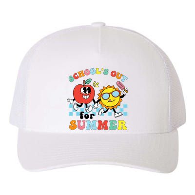 Schools Out For Summer Graduation Teacher Retro Groovy Yupoong Adult 5-Panel Trucker Hat