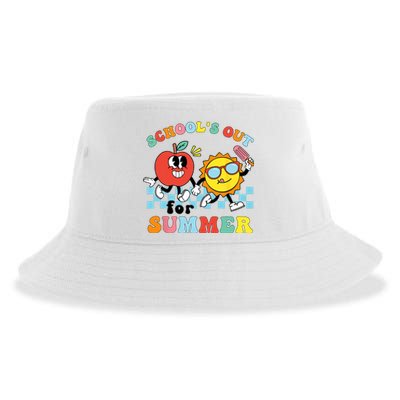 Schools Out For Summer Graduation Teacher Retro Groovy Sustainable Bucket Hat