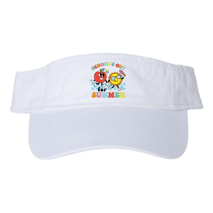 Schools Out For Summer Graduation Teacher Retro Groovy Valucap Bio-Washed Visor