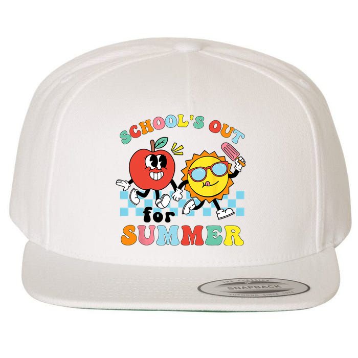 Schools Out For Summer Graduation Teacher Retro Groovy Wool Snapback Cap