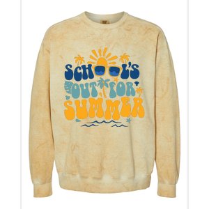 Schools Out For Summer Vacation Retro Last Day Of School Colorblast Crewneck Sweatshirt