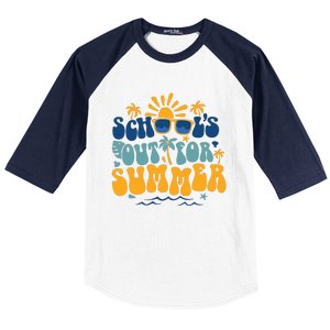 Schools Out For Summer Vacation Retro Last Day Of School Baseball Sleeve Shirt