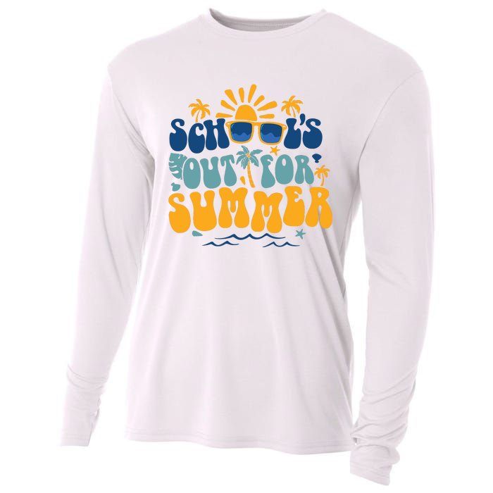 Schools Out For Summer Vacation Retro Last Day Of School Cooling Performance Long Sleeve Crew