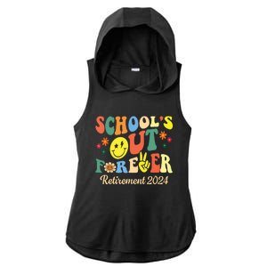 Schools Out Forever Gift Retired Teacher Retirement 2024 Ladies PosiCharge Tri-Blend Wicking Draft Hoodie Tank