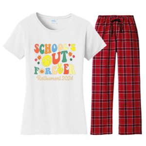 Schools Out Forever Gift Retired Teacher Retirement 2024 Women's Flannel Pajama Set