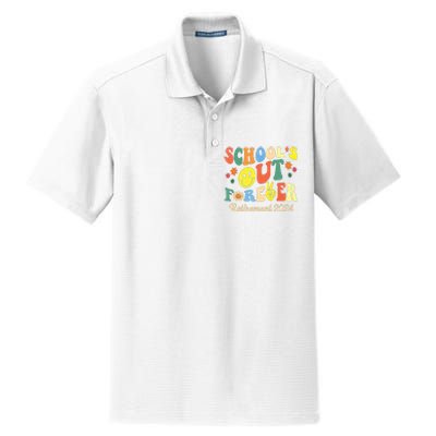 Schools Out Forever Gift Retired Teacher Retirement 2024 Dry Zone Grid Polo