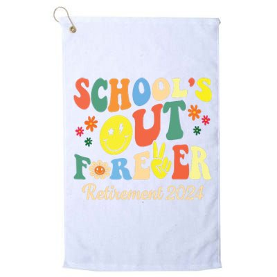 Schools Out Forever Gift Retired Teacher Retirement 2024 Platinum Collection Golf Towel