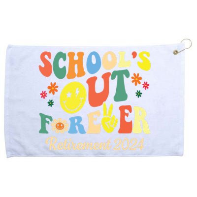 Schools Out Forever Gift Retired Teacher Retirement 2024 Grommeted Golf Towel