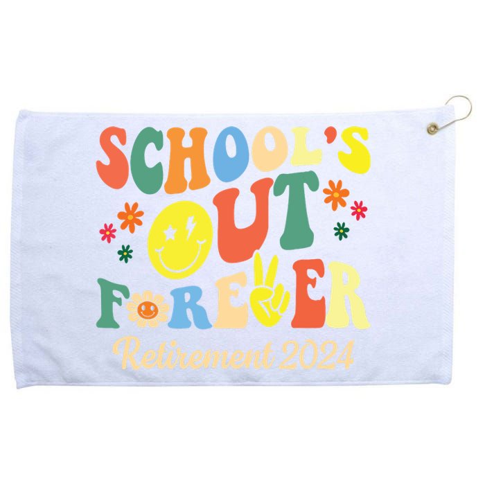 Schools Out Forever Gift Retired Teacher Retirement 2024 Grommeted Golf Towel