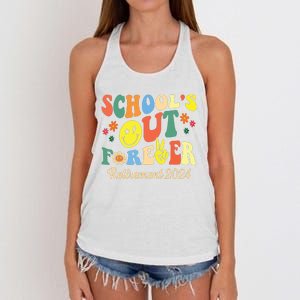 Schools Out Forever Gift Retired Teacher Retirement 2024 Women's Knotted Racerback Tank