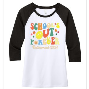 Schools Out Forever Gift Retired Teacher Retirement 2024 Women's Tri-Blend 3/4-Sleeve Raglan Shirt